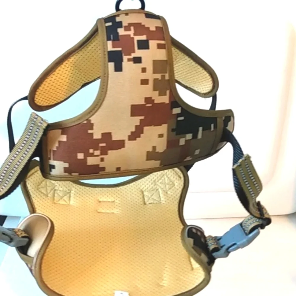 BROWN CAMOUFLAGE TACTICAL DOG HARNESS REFLECTIVE TRAINING VEST SIZE LARGE NWT
